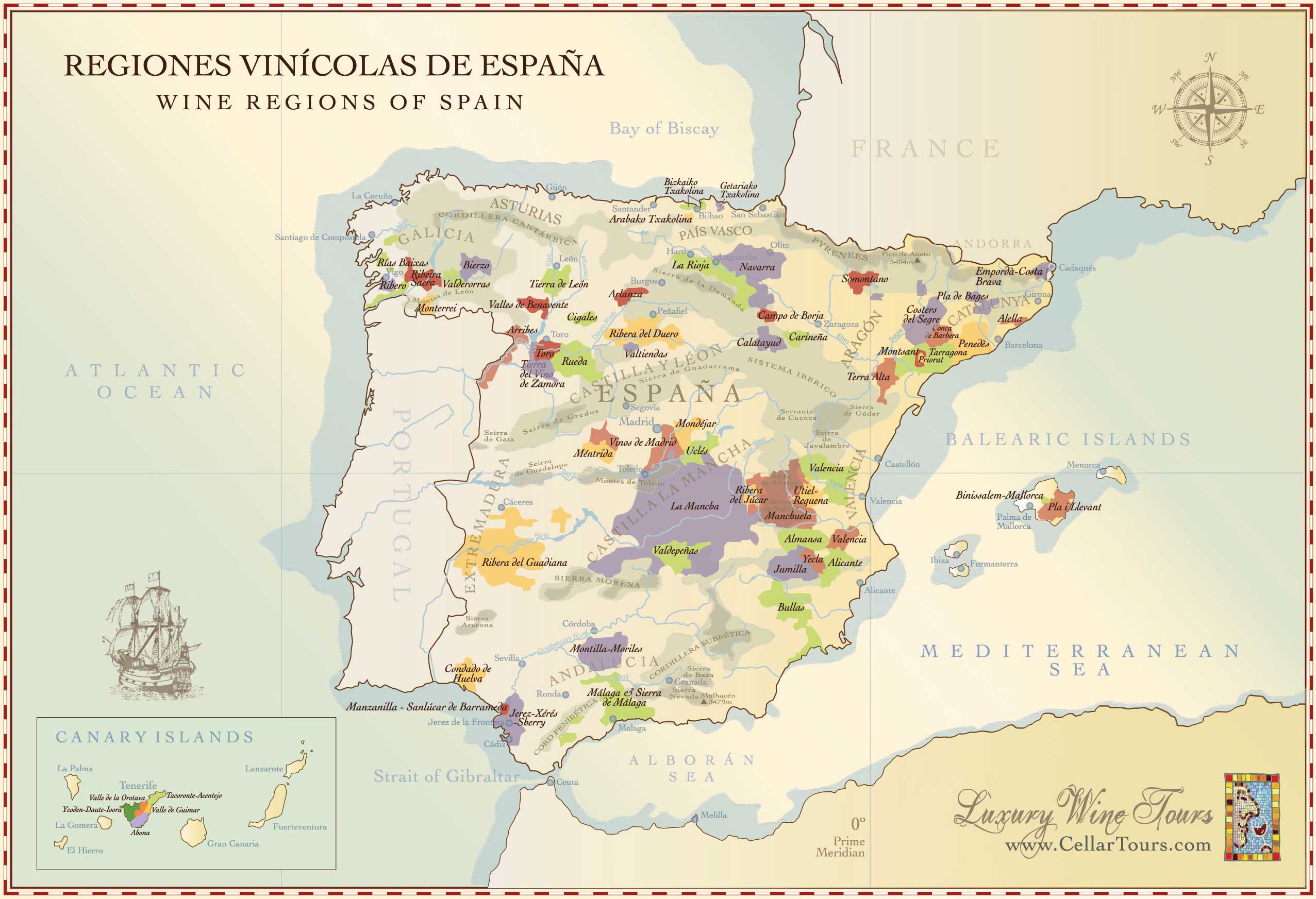 Spain Wine Regions Map