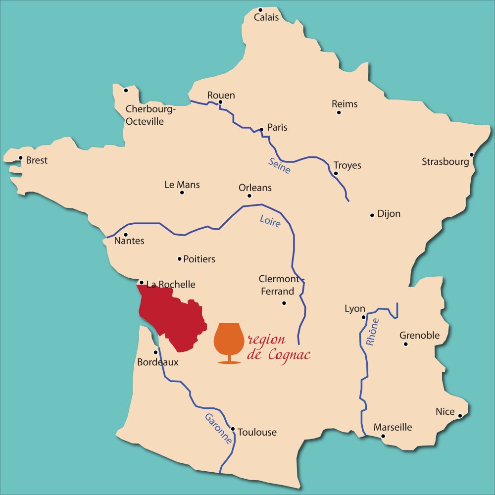 Map of Cognac Wine Region
