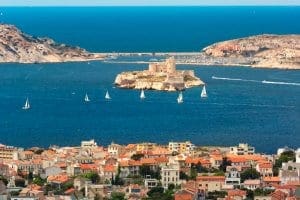 Aerial view of Chateau d If, Marseille Bay Aerial view of Chateau d If, Marseille Bay