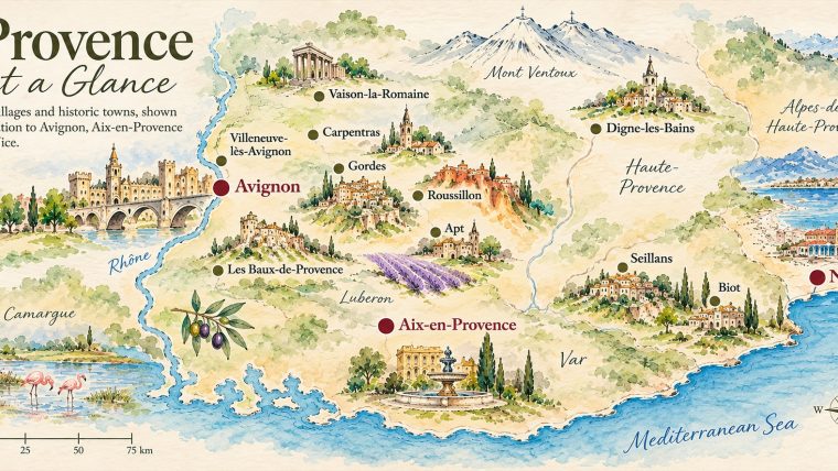 Illustrative map of Provence created by Cellar Tours. Not to scale.