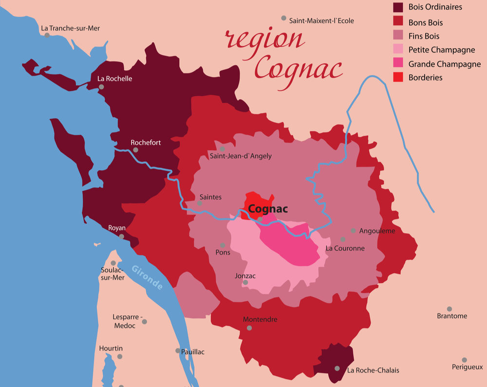 Cognac Region Map