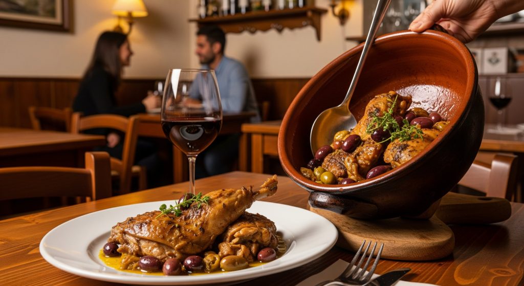 slow braised rabbit with olives and herbs