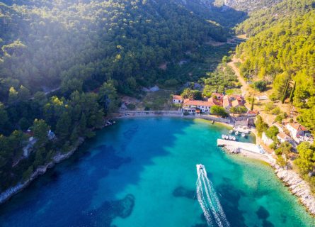 The secluded Smarska Bay on Hvar’s southeastern coast