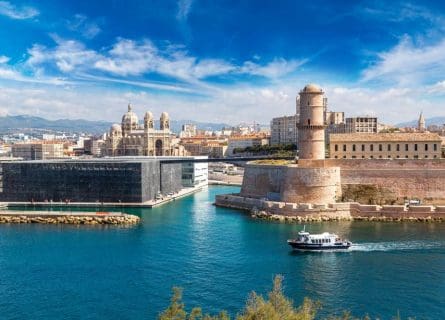 Saint Jean Castle and Cathedral de la Major and the Vieux port in Marseille