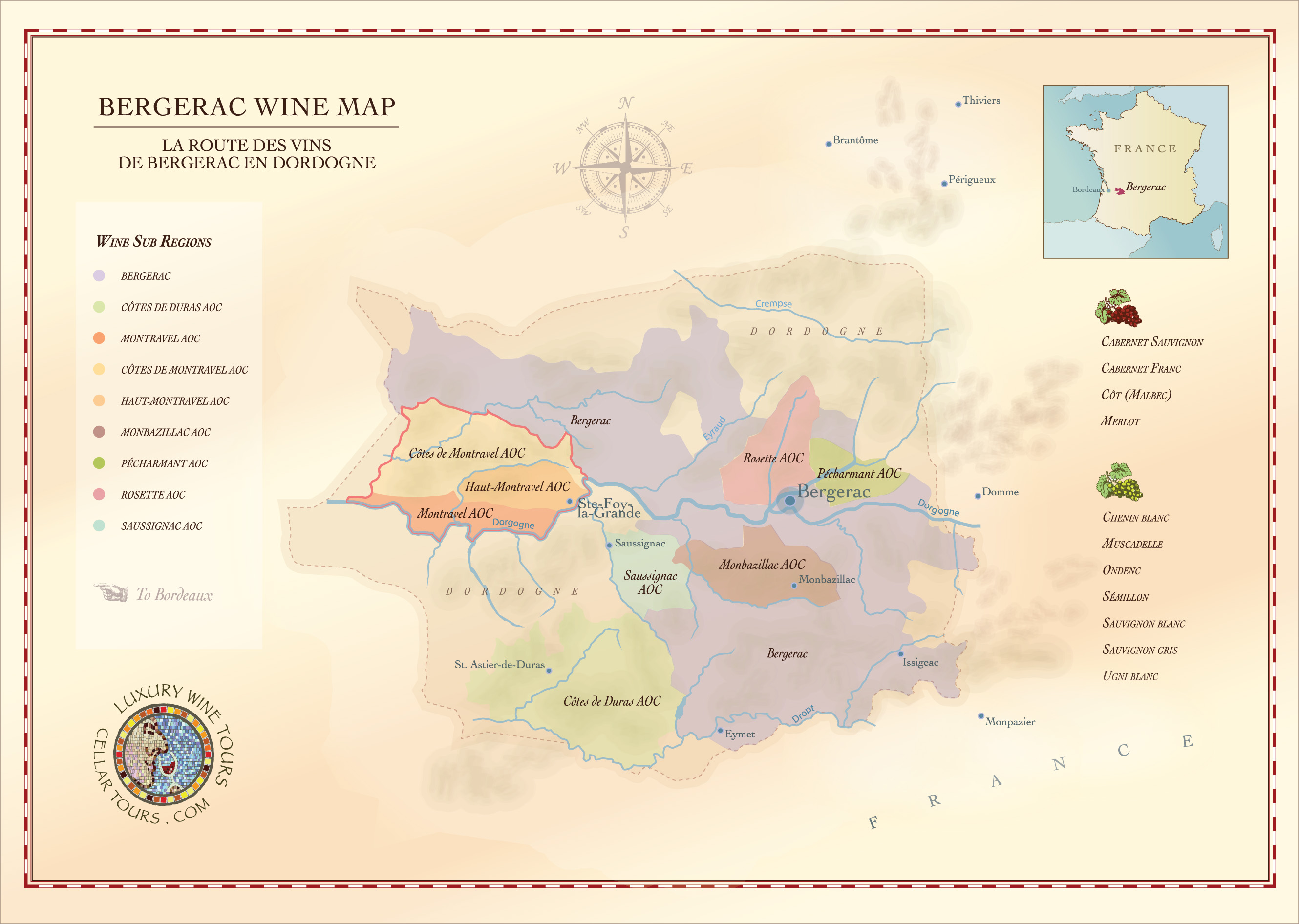 bergerac wine region map