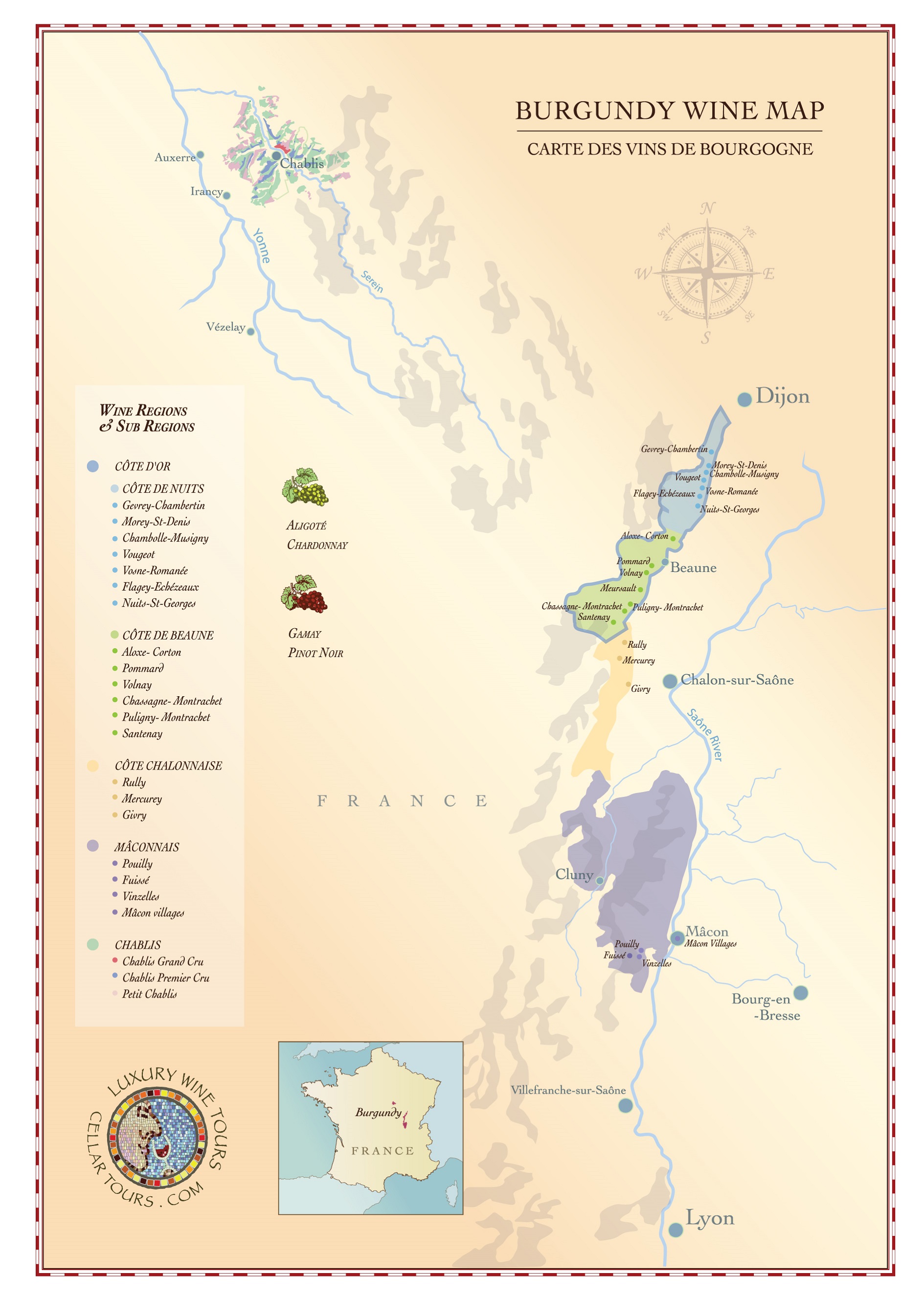 Burgundy Wine Region Map Wine Region Map » Cellar Tours