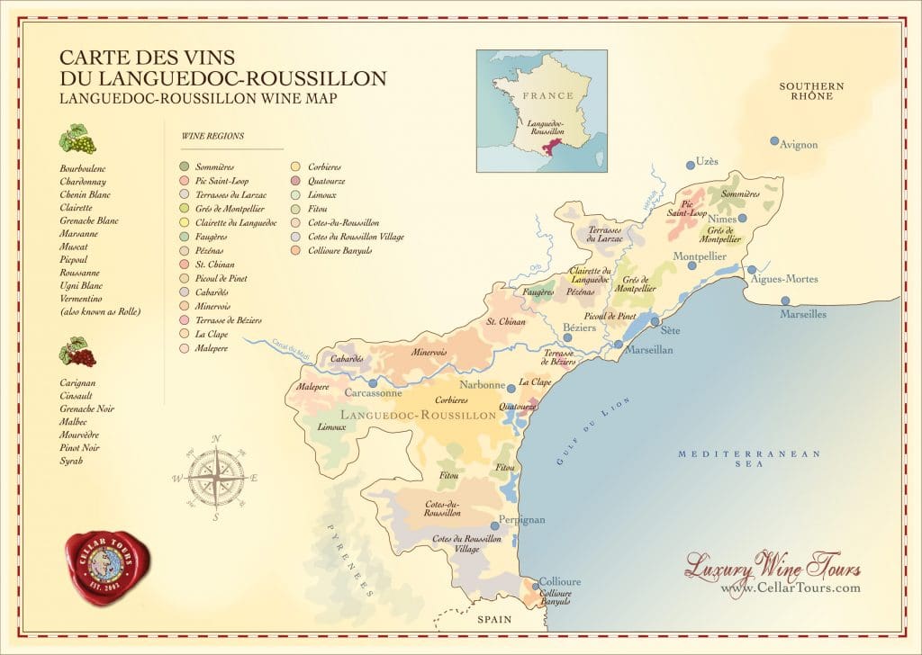 languedoc roussillon wine region map
