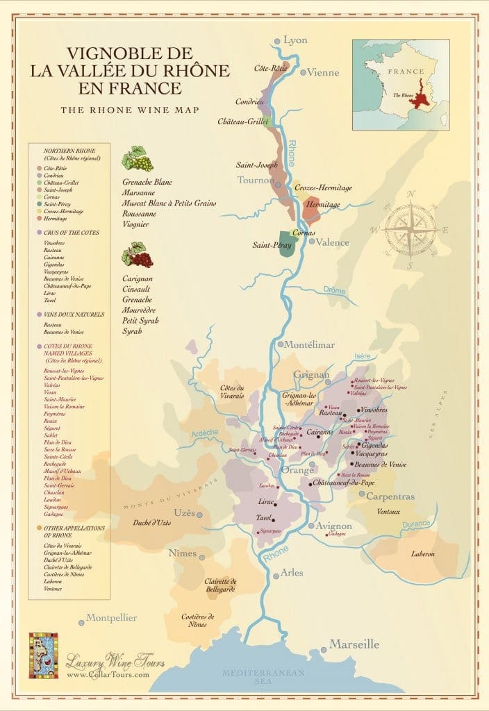 Rhône Valley Wine Map