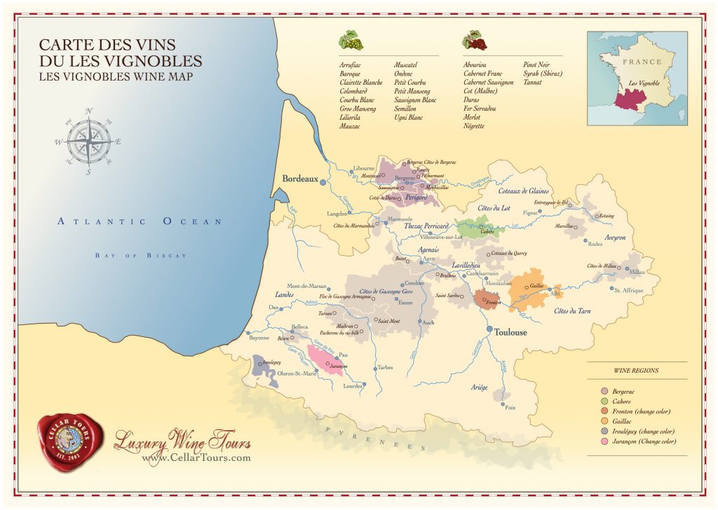 Southwestern France Wine Map