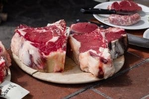 Thick slice of meat from chianina cow Thick slice of meat from chianina cow