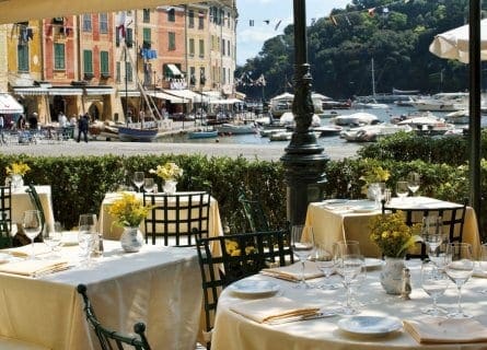 Dine overlooking the harbor in Portofino