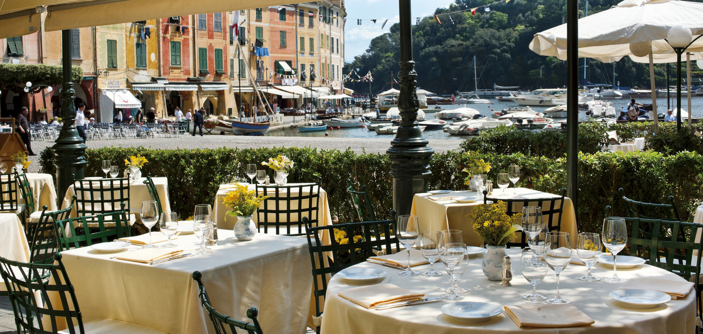 Dine overlooking the harbor in Portofino