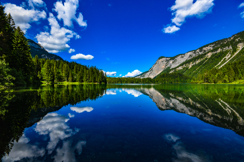 Tovel Lake in Trentino, Parco Adamello Brenta Tovel Lake in Trentino, Parco Adamello Brenta