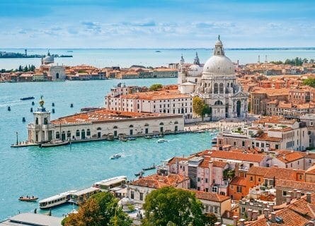 Aerial view of Basilica di Santa Maria della Salute, Venice