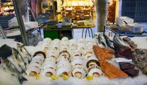 Fresh seafood on ice in Rialto Fresh seafood on ice in Rialto