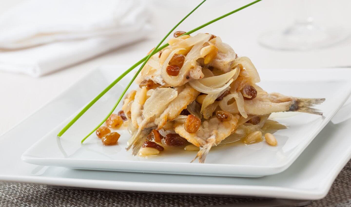 Delicious prepared Sarde in Saor in private cooking class