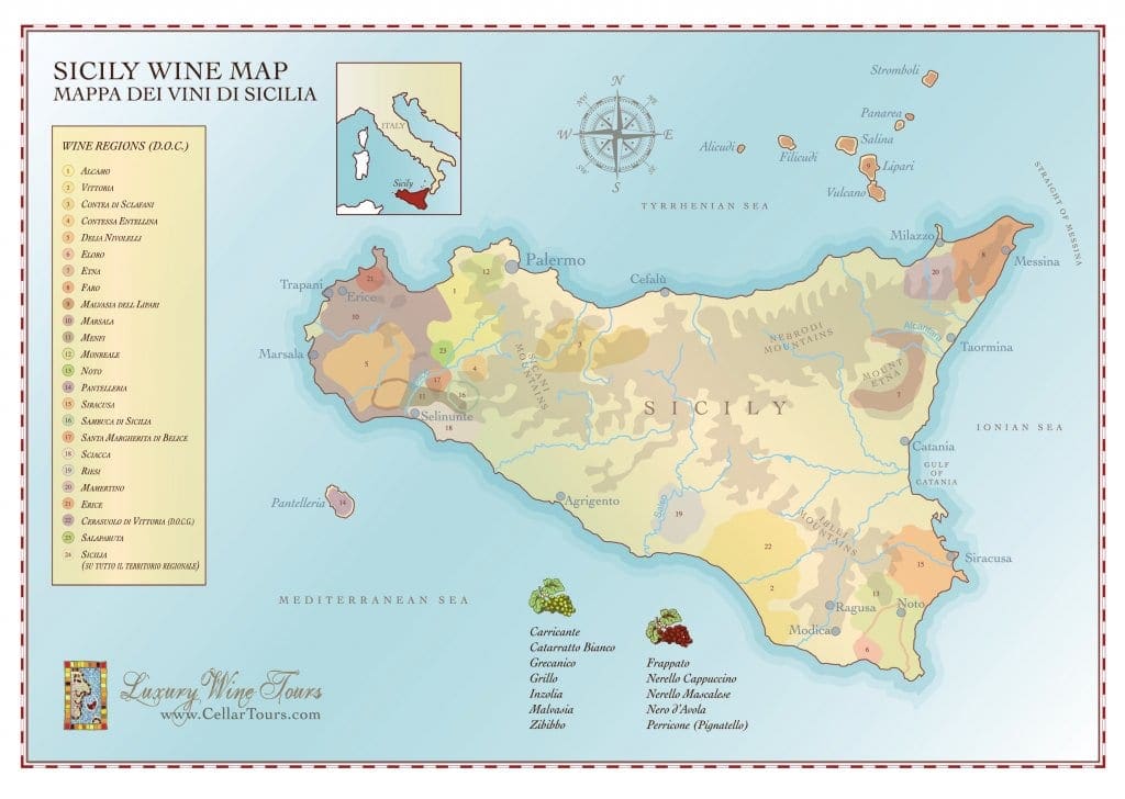 Sicily Wine Region Map