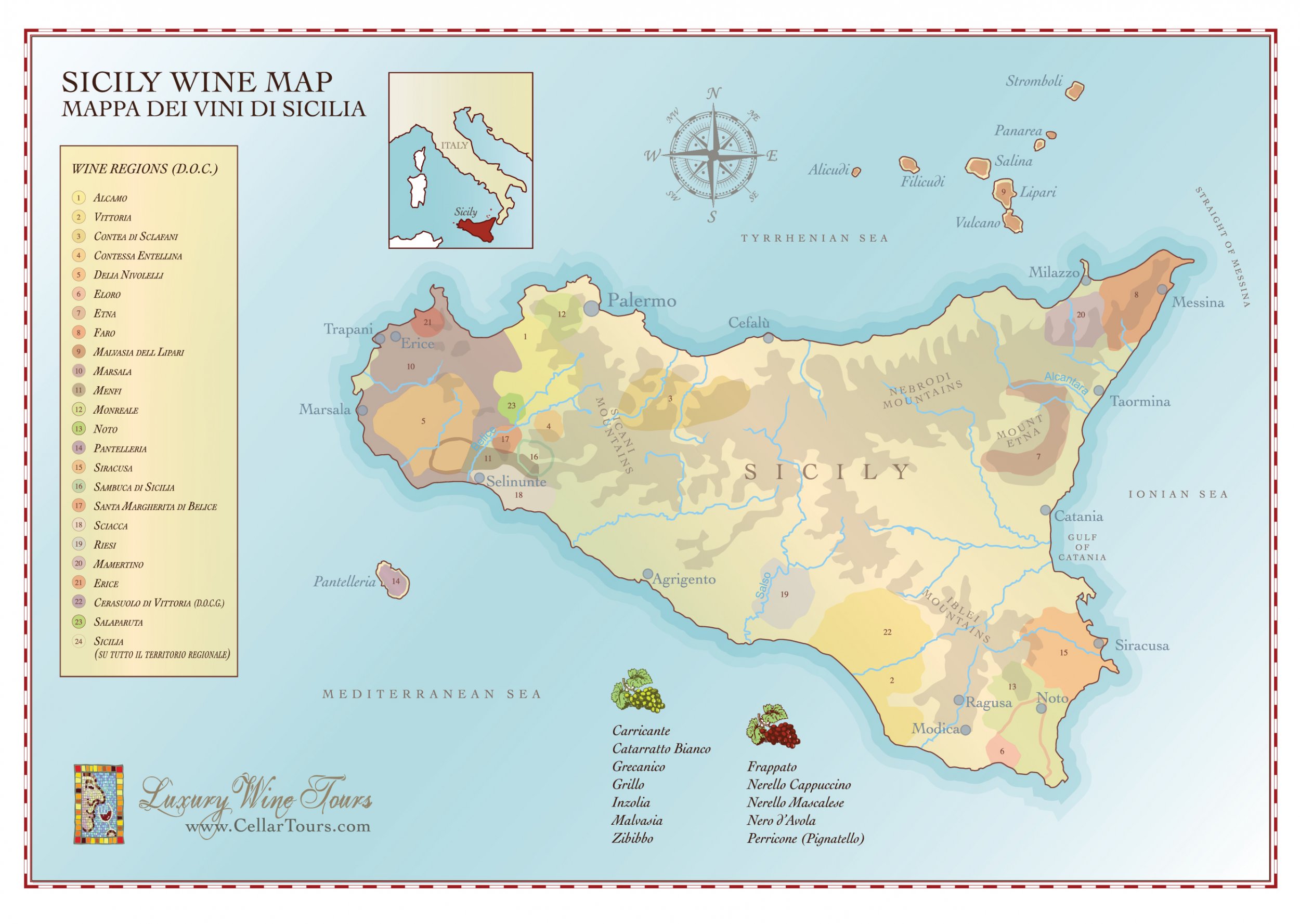 Sicily Wine Region Map