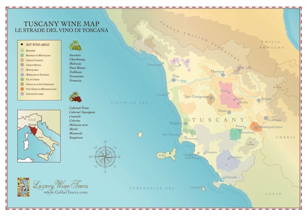 Tuscany Wine Regions Map