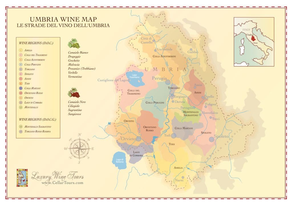 Umbria Wine Region Map