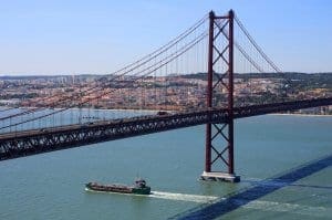 Almada Suspension Bridge, connecting Peninsula to Lisbon Almada Suspension Bridge, connecting Peninsula to Lisbon
