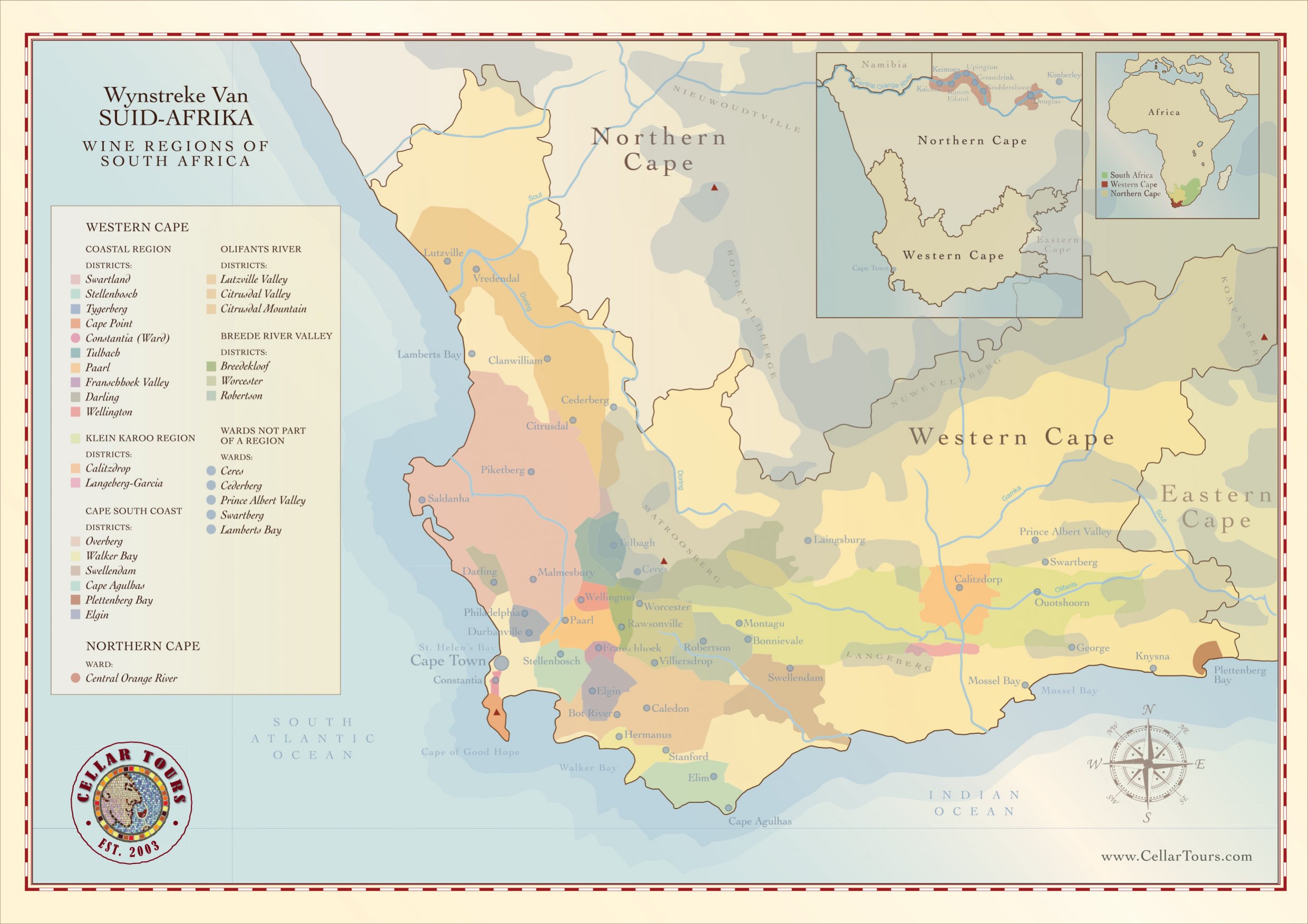 South Africa Wine Region Map