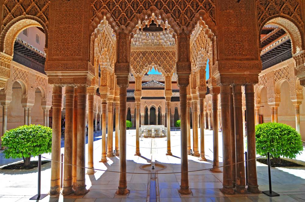 Stunning Moorish architecture the 'Court of the Lions' in the Alhambra