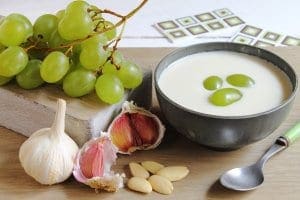 Ajo Blanco, cold soup made with almonds and garlic Ajo Blanco, cold soup made with almonds and garlic