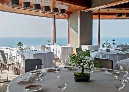 The sea front dining room at Akelarre