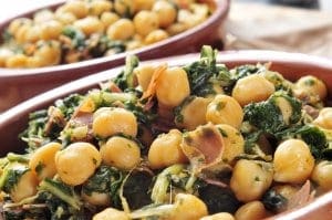 Spinach with chickpeas, served as a tapa Spinach with chickpeas, served as a tapa