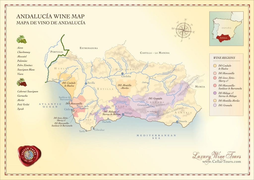 Andalusia wine region map