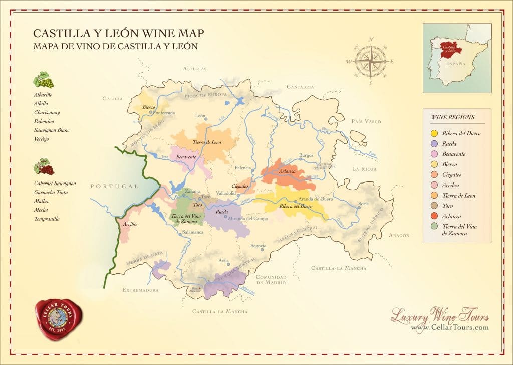 wine-maps - castilla y leon wine region map