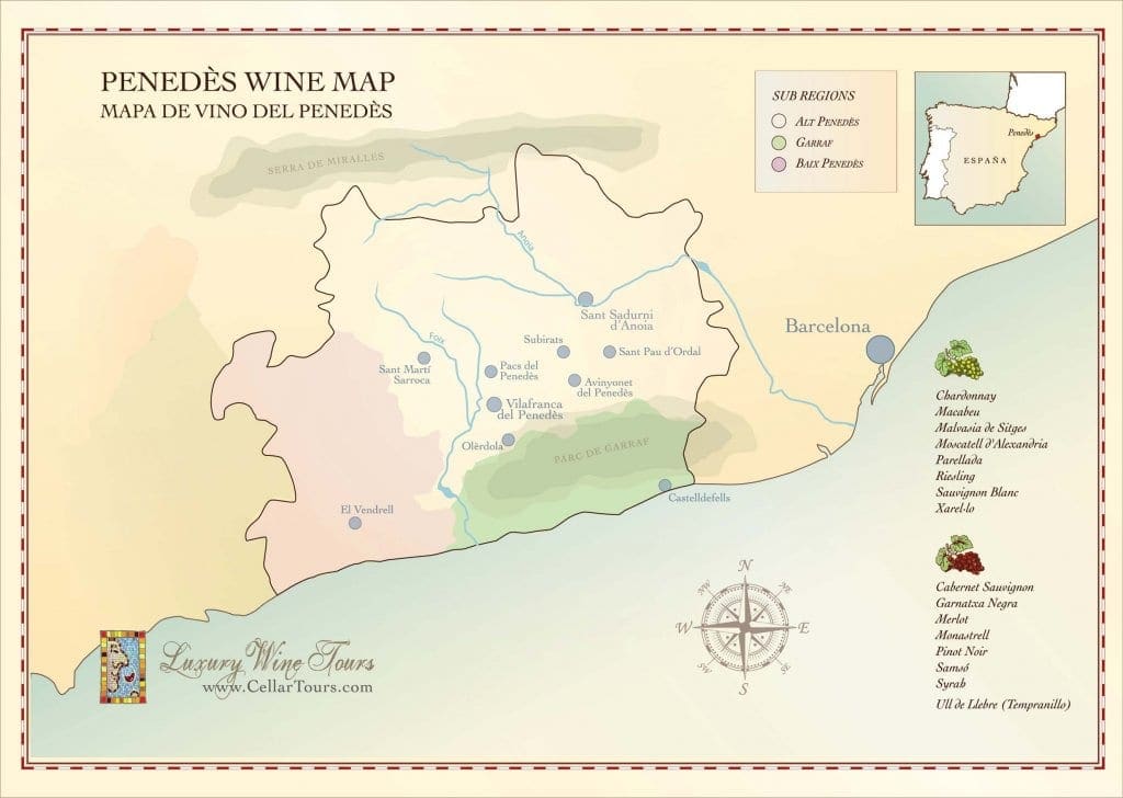 Penedes Wine Region Map