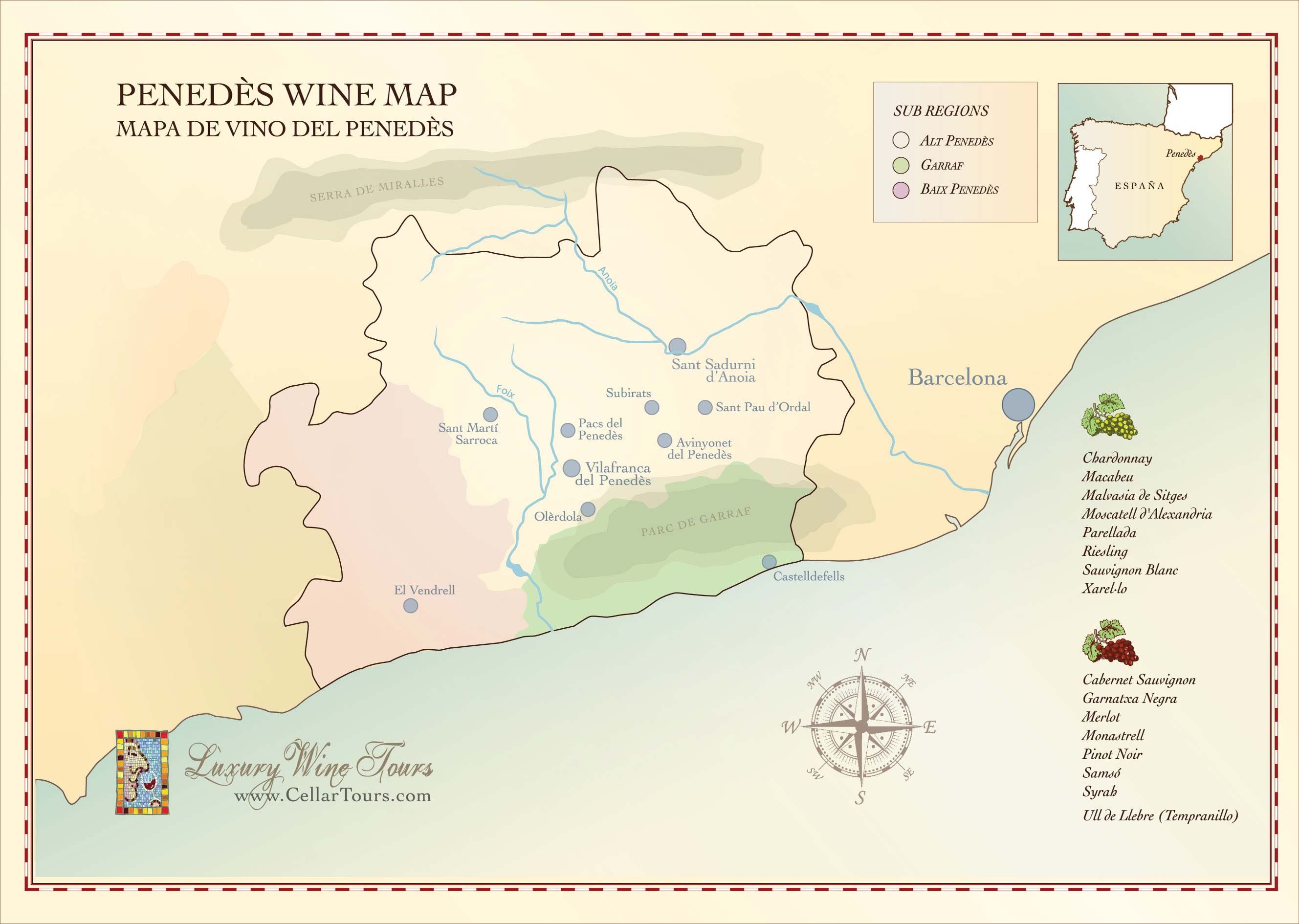 Penedes Wine Region Map