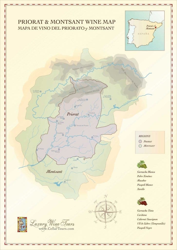 Priorat & Montsant Wine Region Map