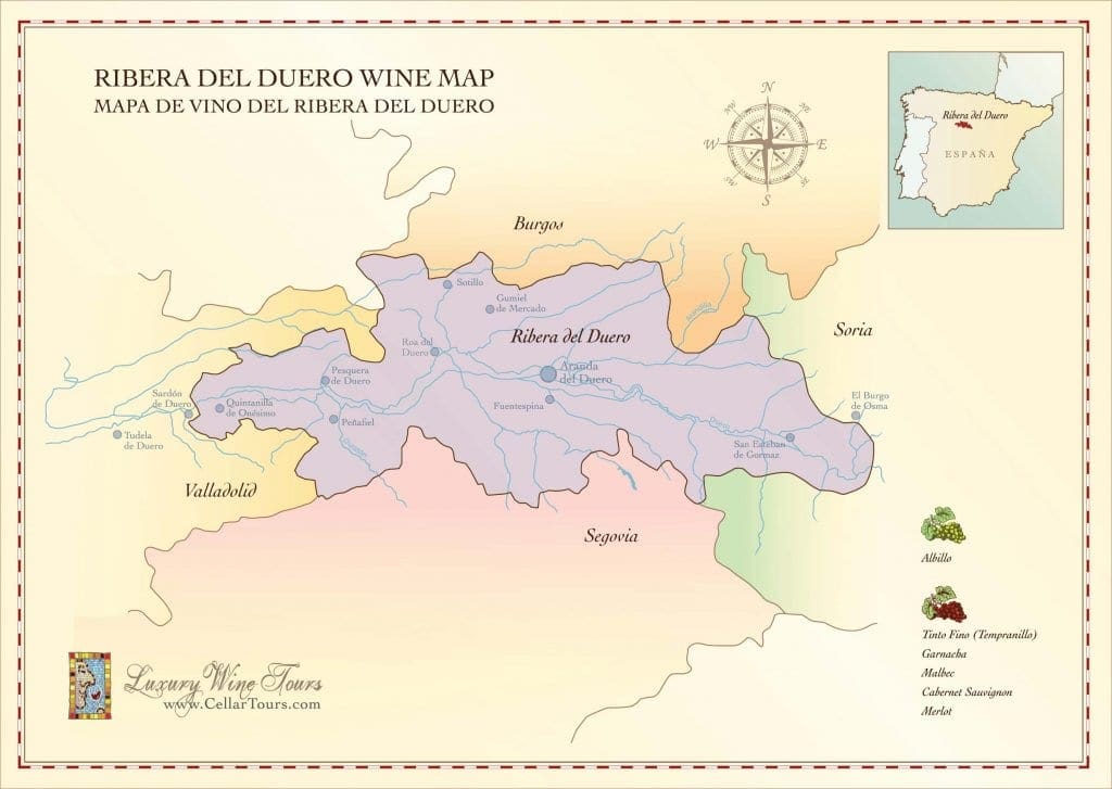 Ribera del Duero Wine Region Map